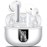 Wireless Earbuds, 2024 Wireless Headphones HiFi Stereo Earphones with 4 ENC Noise Canceling Mic, 42Hs Playtime In Ear Earbud, Bluetooth 5.3 Sport Earphones with LED Power Display for Android iOS White