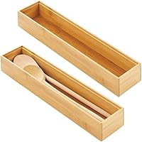 mDesign Slim Kitchen Organiser — Wooden Storage Box for Small Kitchen Items — Practical Herb, Spice, Coffee and Tea Bag…