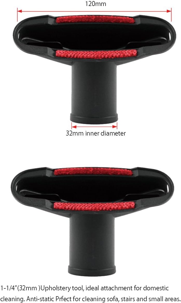 GIBTOOL Vacuum Attachments Accessories Cleaning Kit Brush Nozzle Crevice Tool for 1 1/4 inch & 1 3/8 inch Standard Hose 6pcs -