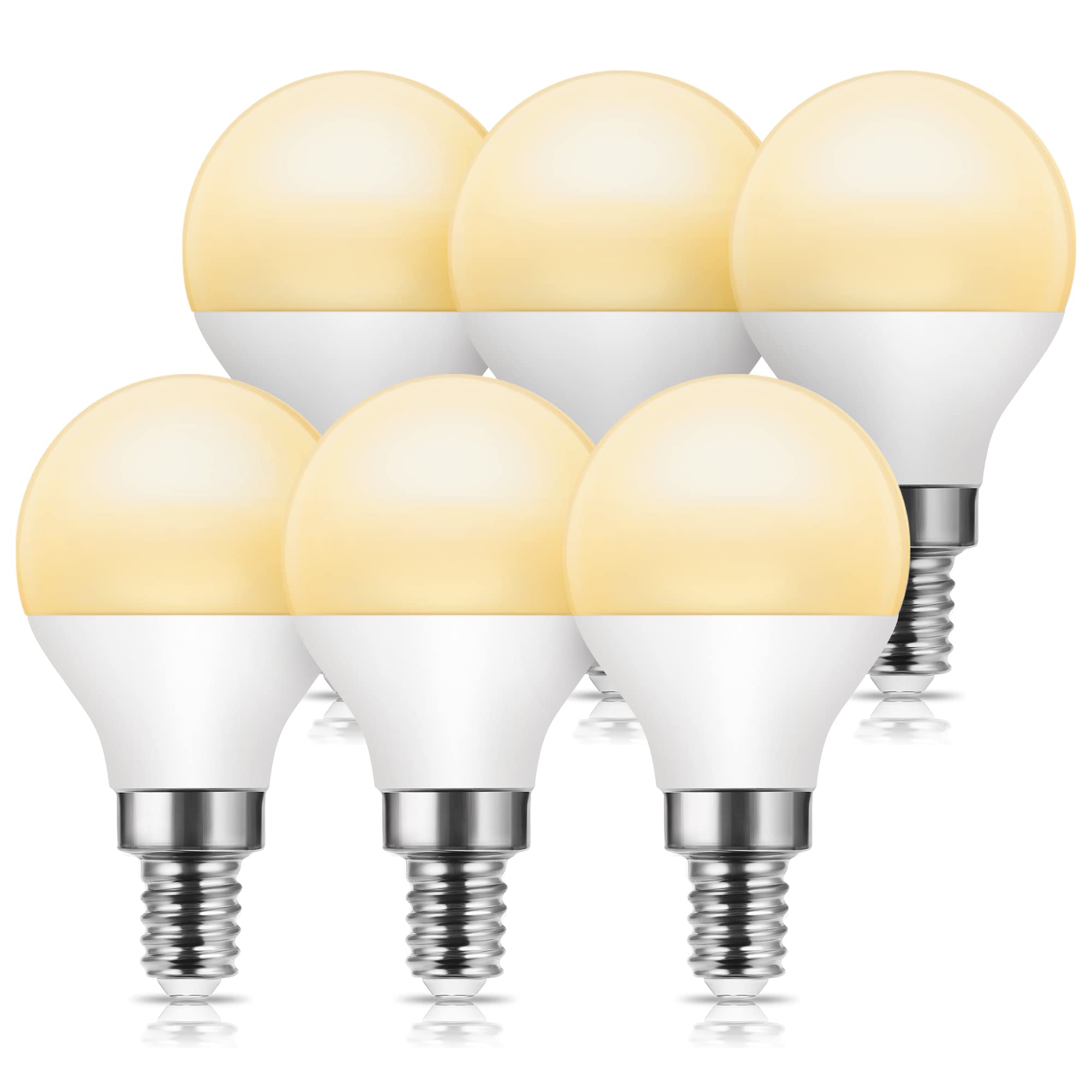JandCase E14 LED Light Bulb Warm White 3000K, 6W Small Screw Light Bulb, 60W Equivalent, 600LM E14 Golf Ball Bulb, Non-Dimmable, G45 P45 Energy Saving Light Bulbs, LED Bulb, 6 Pack