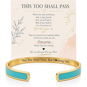 Embtrem This Too Shall Pass Mantra Cuff Bracelet for Women, Inspirational Engraved Bangle, Motivational Jewelry Gift for Her,