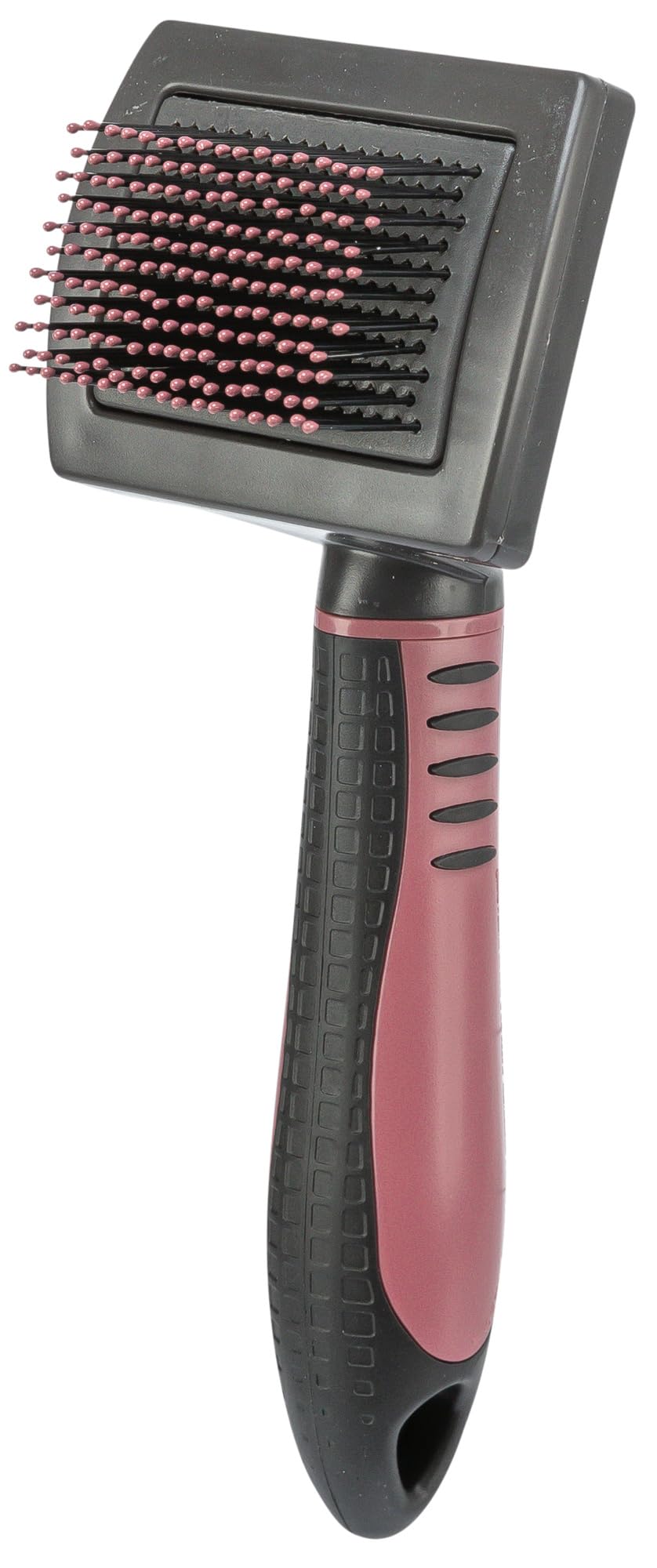 TRIXIE soft brush for cats - top coat & undercoat - soft plastic bristles with knobs - rubberised handle - black/red - 7 x 16 cm - 23125