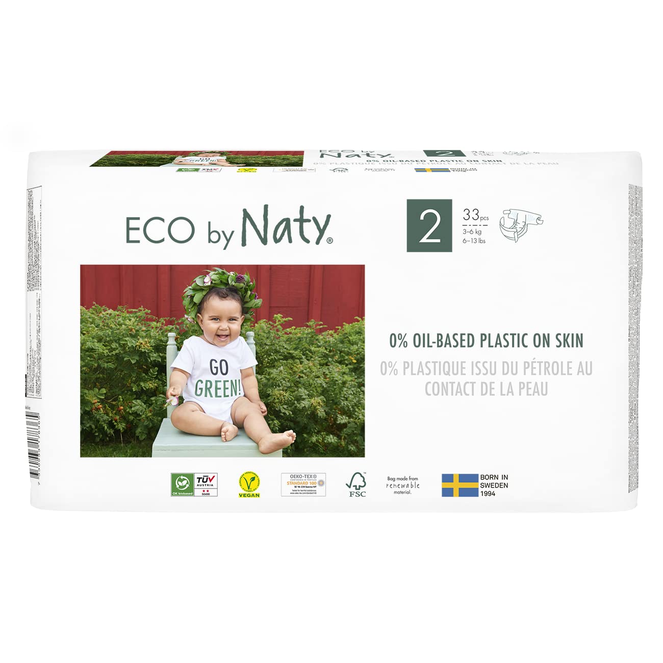 Eco by Naty Plantbased Nappies, Size 2, Pack of 33