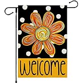 CROWNED BEAUTY Summer Garden Flag Floral 12x18 Inch Double Sided Small Burlap Seasonal Holiday Polka Dots Flag for Outside Yard Decoration