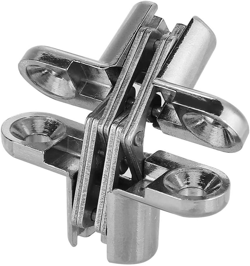 180 Degree Zinc Alloy Hidden Hinges Invisible Concealed Cross Door Hinge Easy Installation Furniture Cabinet Kit for Folding Doors Folding Tables (Small) - Image 5