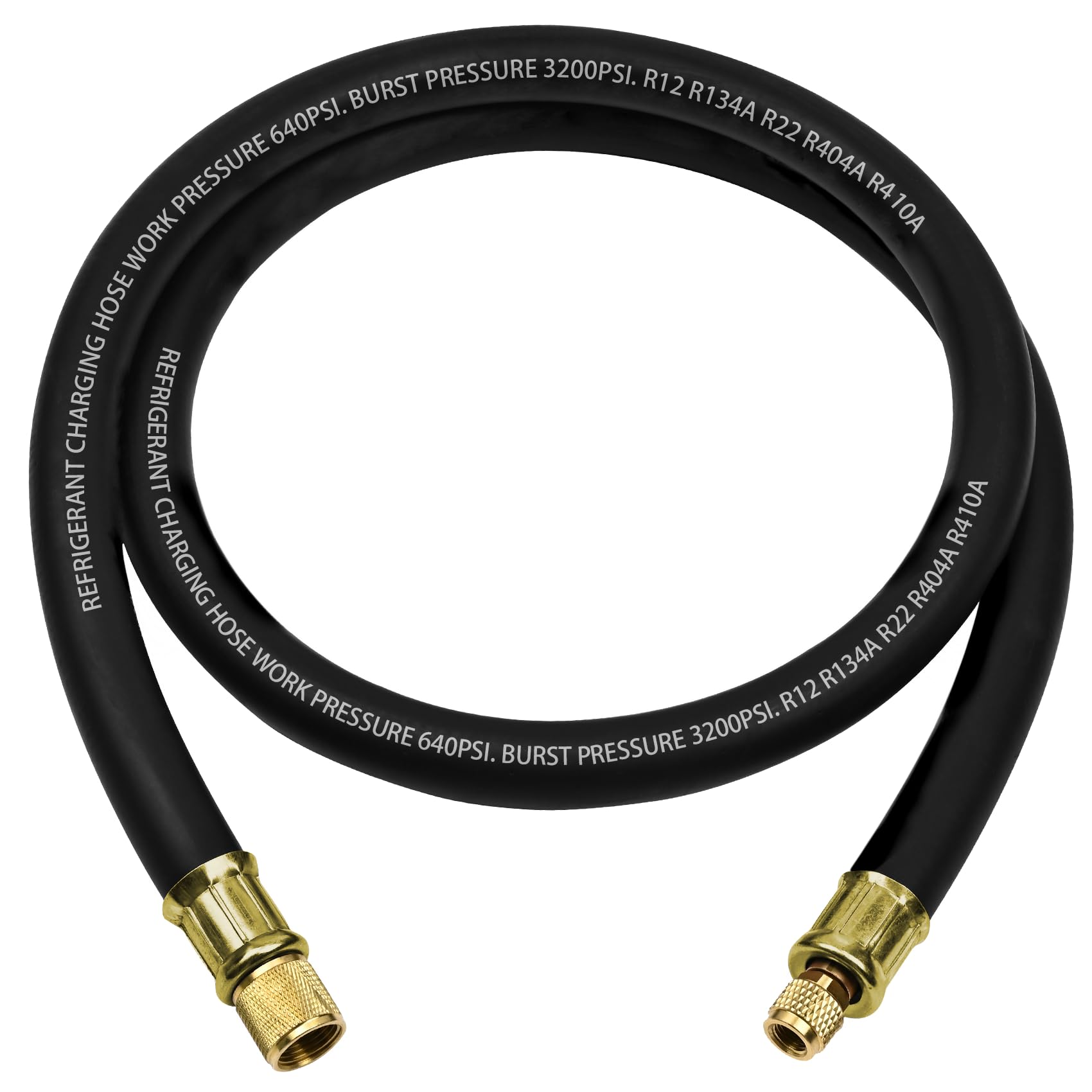 Photo 1 of Upgraded 1/2"HVAC Vacuum Hose,High-Flow Vacuum Certified Refrigerant Hose,Standard 1/2" to 1/4" Flare Fittings,20 Microns Vacuum,Faster HVAC Evacuation and Recovery,6-Feet,Black,3 Year Warranty