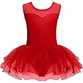 Zaclotre Girls Ballet Leotards Sparkly Sleevesless Mesh Dance Dress Tutu Ballerina Costume for Kids