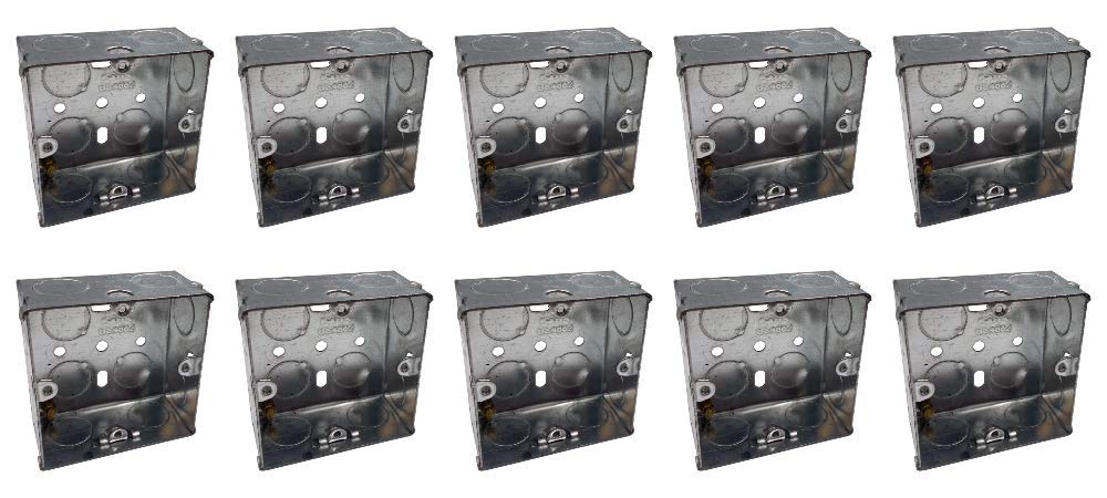 Klite 35mm Single 1 Gang Wall Pattress Metal Back Box Flush Mounted for Electrical Sockets Switches x10