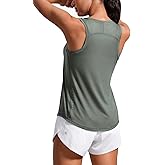 CRZ YOGA Lightweight Workout Tank Tops for Women - Athletic Running Sleeveless Shirts Racerback High Neck T-Shirt