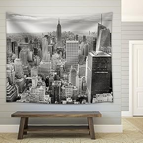 Aerial View of Manhattan, New York City USA - Fabric Wall Tapestry Home Decor - 51x60 inches