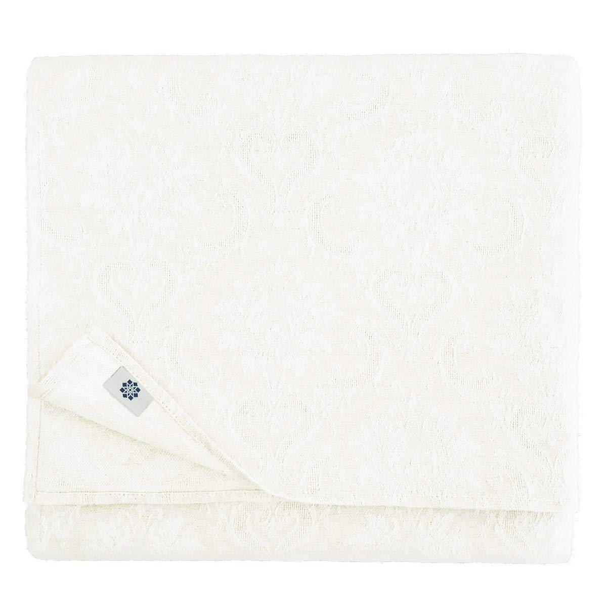 Linen & Cotton Jacquard Damask Tablecloth Table Linen Waverly - 46% Linen, 54% Cotton, White (147 x 300 cm) Long Rectangular Table Cloth for Home Decoration Kitchen Dining Wedding Party Feast