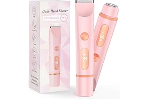 SHOBES Bikini Trimmer for Women 2 in 1 Electric Shaver Razors IPX7 Waterproof Pubic Hair for Underarm Leg Arm Body (Pink)