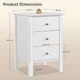Yaheetech Bedside Table 3-Drawer Wood Nightstand 40x40x60cm White view 3