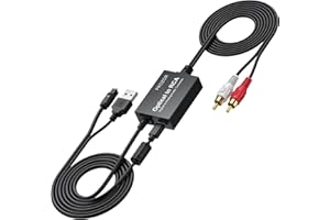 PROZOR 192KHz Digital to Analog Audio Converter 7ft/2.1m Cable Optical to RCA Adapter DAC Digital Audio Converter SPDIF Toslink to RCA for HDTV Amp Blu-Ray DVD PS3 PS4