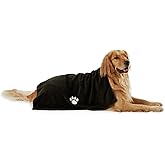 Bone Dry Pet Grooming Towel Collection Absorbent Microfiber X-Large, 41x23.5", Embroidered Black