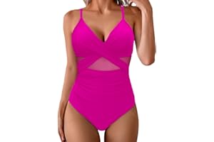 SCRRMZO One Piece Swimsuit Women Tummy Control One Piece Swimsuits Slimming Full Coverage Mesh Bathing Suit for Women 2025