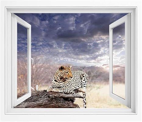 Amazon サファリの装飾 Pvc絵画風 壁紙ポスター 180x140 Cm 日没暗い雲景装飾 おしゃれ ウォールステッカー 多用途なシール グレーベージュの最後の日光の下で木の幹にヒョウの設定 ウォールステッカー オンライン通販