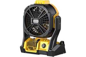 DEFORCE Battery Powered Fan, for DeWalt 20V Max Battery, Air Circulator Cordless, AC Corded Option, with LED Lights, for Household Ventilation Jobsite Construction Camping Workshop (Bare Tool Only)