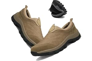 Men's Slip On Water-Resistant Walking Shoes, Lightweight Breathable Outdoor Hiking Sneakers with Supportive Fit, Non Slip Cas