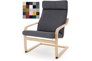 Vepping Lude Multi Colored Armchair Replacement Cover, Fits IKEA Poäng Armchair, Cushion not Included (Cushion Design 1, Polyester - Dark Grey)