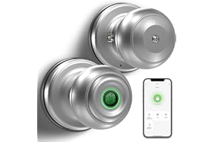GeekTale Smart Door Knob, Fingerprint Door Lock Smart Lock Fingerprint Door Knob with App Control, Great for Bedrooms,Cloakroom,Apartments Offices,Hotels, Satin Nickel