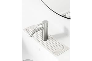 Diatomite Faucet Mat, 15.75" x 3.94" Quick Dry Sink Stone Mat for Kitchen and Bathroom Sink, Absorbent Splash Guard (White)