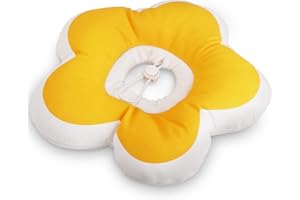 CATPRO Cat Cone Collar Cat Recovery Collar, Flower Cat Neck Cone Surgery Recovery Elizabethan Collars, Cute Waterproof Adjustable Kitten Soft Cone Collar with Drawstring Design-Yellow