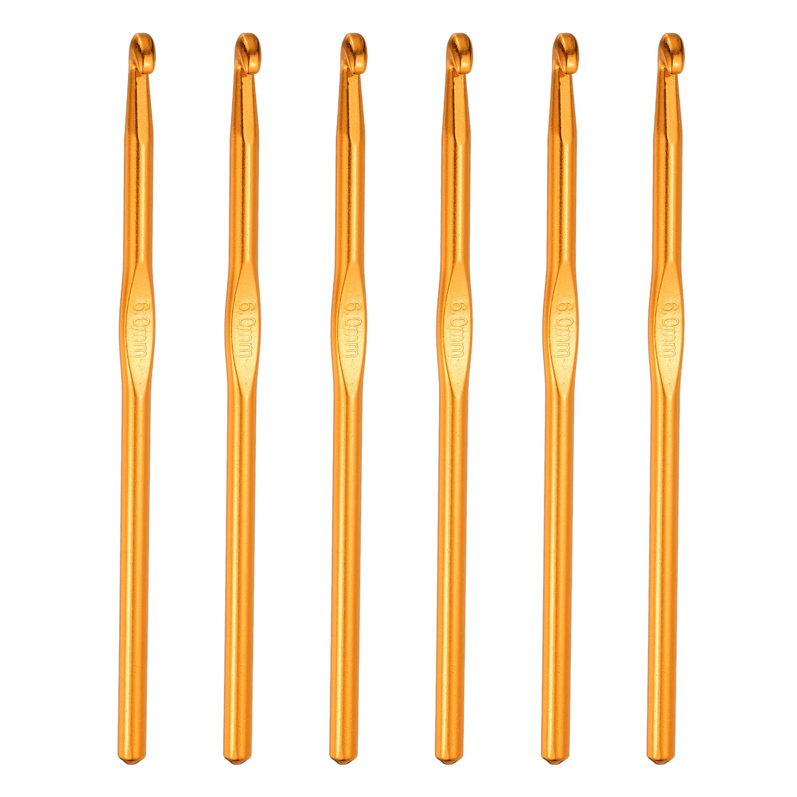 PATIKIL 6Pcs 6mm Aluminum Crochet Hook Knitting Crochet Needles with Size Yellow