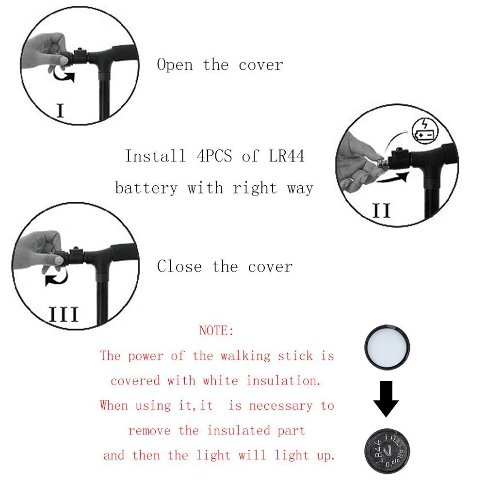 BeGrit Folding Cane Walking Stick - Adjustable Height Lightweight Collapsible Walking Cane with LED Light Non Slip for Men and Women