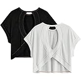 RoseSeek Women's 2 Packs Open Back Tops Criss Cross Cut Out Summer Casual T Shirt Crewneck Short Sleeve Backless Tee