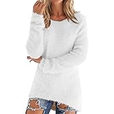 LemonGirl Women's Fashionable Long Sleeve Pullovers Loose Fluffy Fuzzy Jumper Sweater
