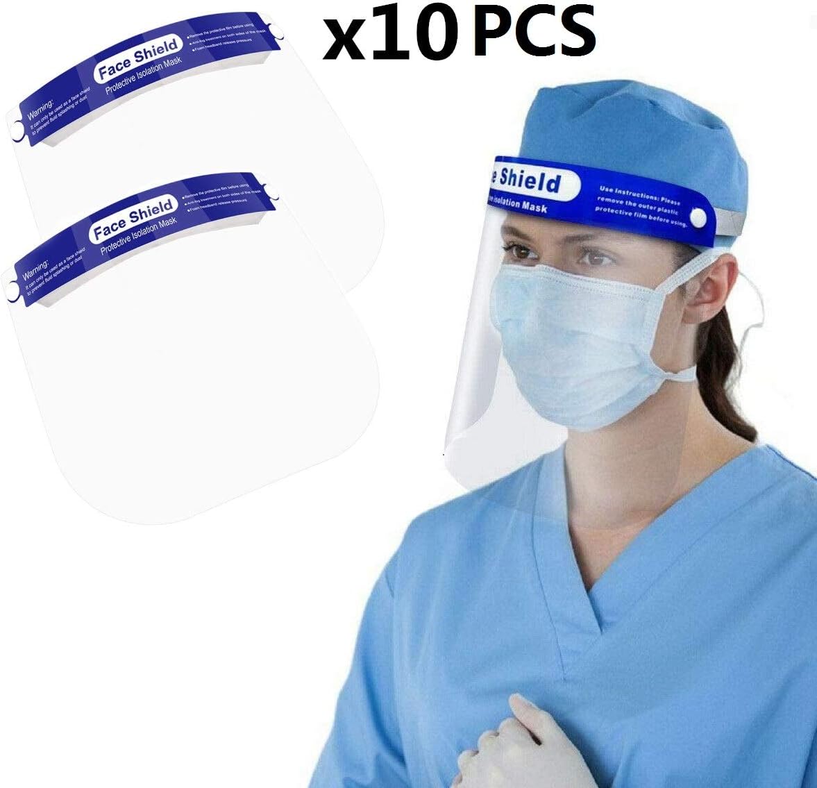 Safety Visor Face Shield, SGODDE 10 Pcs Adjustable Elastic Strip Transparent Full Face Protective Visor Lightweight to Windproof Dustproof Anti-Splash Safety Face Shield for Men, Women, Kids