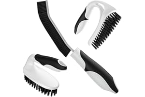 Cleangor Scrub Brush, Heavy Duty Scrubbing Brushes with Ergonomic Grip, Three Different Durable Brushes for Grout, Tile, Bath
