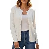 YODNBUK Cardigan Sweaters for Women Chunky Cable Knit Button Down Crewneck Long Sleeve Soft Fall Winter Top