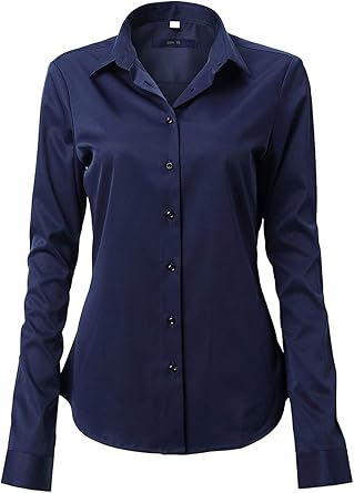 navy blue dress shirt womens