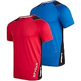 Spyder Mens Athletic Shirts - 2 Pack Performance Stretch Short Sleeve Dri Fit Shirts for Men - Gym Workout Fitness Clothing