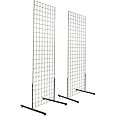 Only Hangers 2' x 6' Gridwall Panel Tower with T-Base Floorstanding Display Kit 2-Pack Black or White (Black)