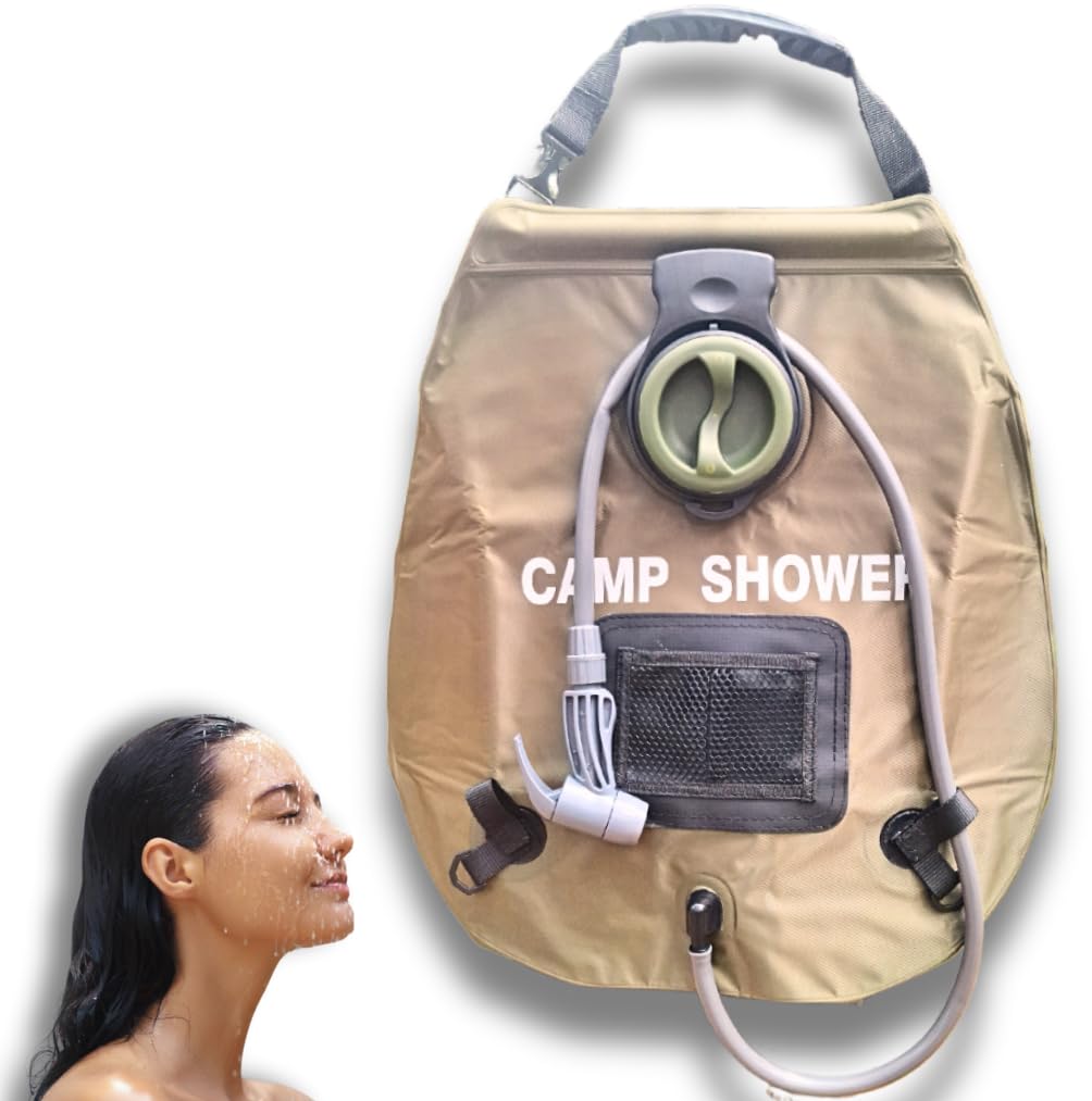 Photo 1 of EZ USE Solar Camping Shower Bag – 5 Gallon Portable Outdoor Shower, Heats Water Using Sunlight, Upgraded Shower Head & Hose, Perfect for Camping, Hiking, Beach & Travel