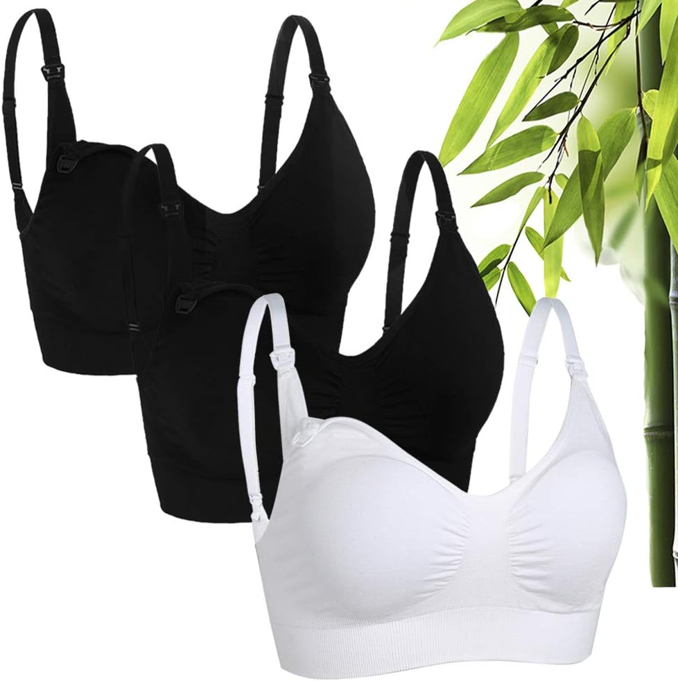 YoHoo Women's Plus Size Nursing Bra Breastfeeding Maternity Bralette for Lady 3 Pack Seamless S-XL