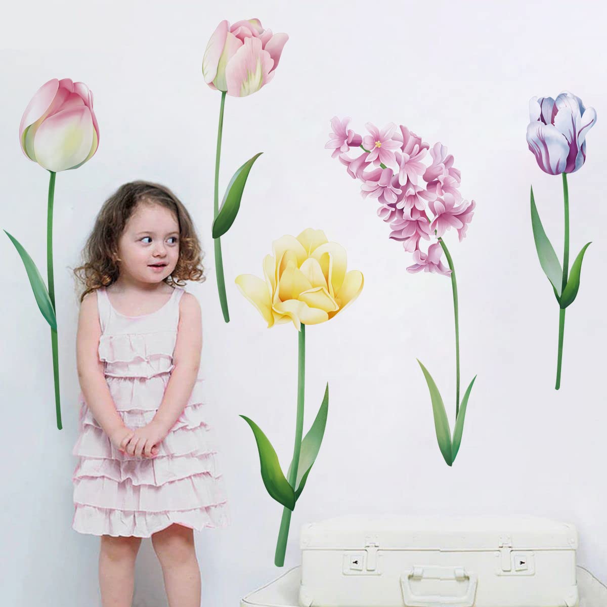 Runtoo Large Flower Wall Art Stickers Tulip Floral Wall Decals Bedroom Living Room Kids Baby Nursery Home Decor