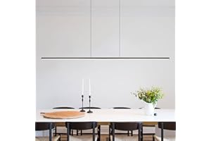 Zicbol Kitchen Island Pendant Lighting 47.24 Inch Linear Light Fixture Chandelier 16W 3000K Warm Light Dimmable LED Hanging Light Fixture for Dining Room, Kitchen, Breakfast Bar, Living Room Black