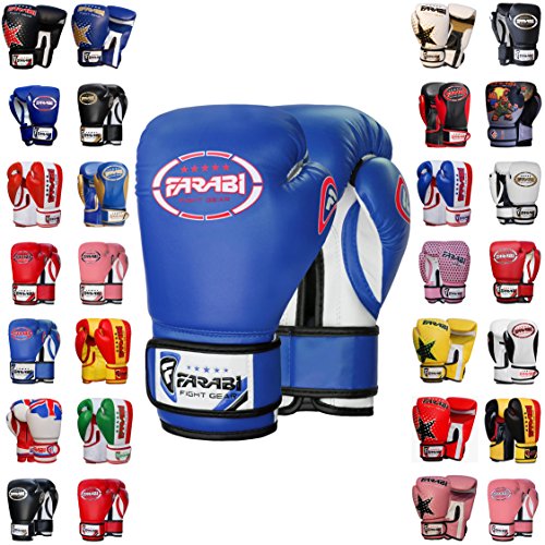 Farabi Boxing Gloves Kids Junior Muay Thai Kick Boxing Training MMA Punching Bag (6OZ, Blue) - Thumbnail 6