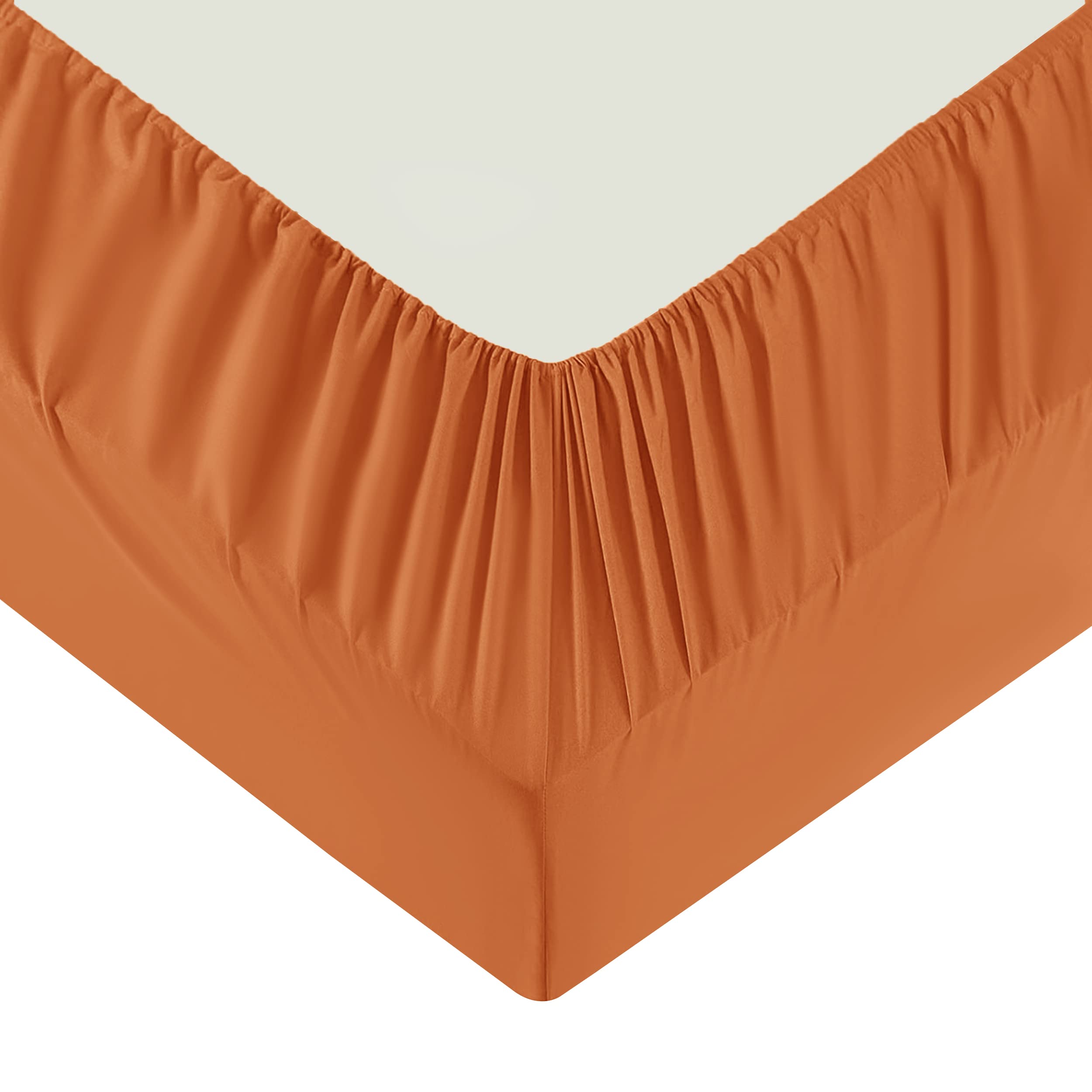Moonlight Bedding Single Fitted Sheet - 25cm Deep Pockets Elastic Rust Fitted Bed Sheets - Brushed Microfiber Fade Resistant, Shrinkage & Wrinkle free Easy Care Fitted Single Bed Sheets (91 x 190 Cm)