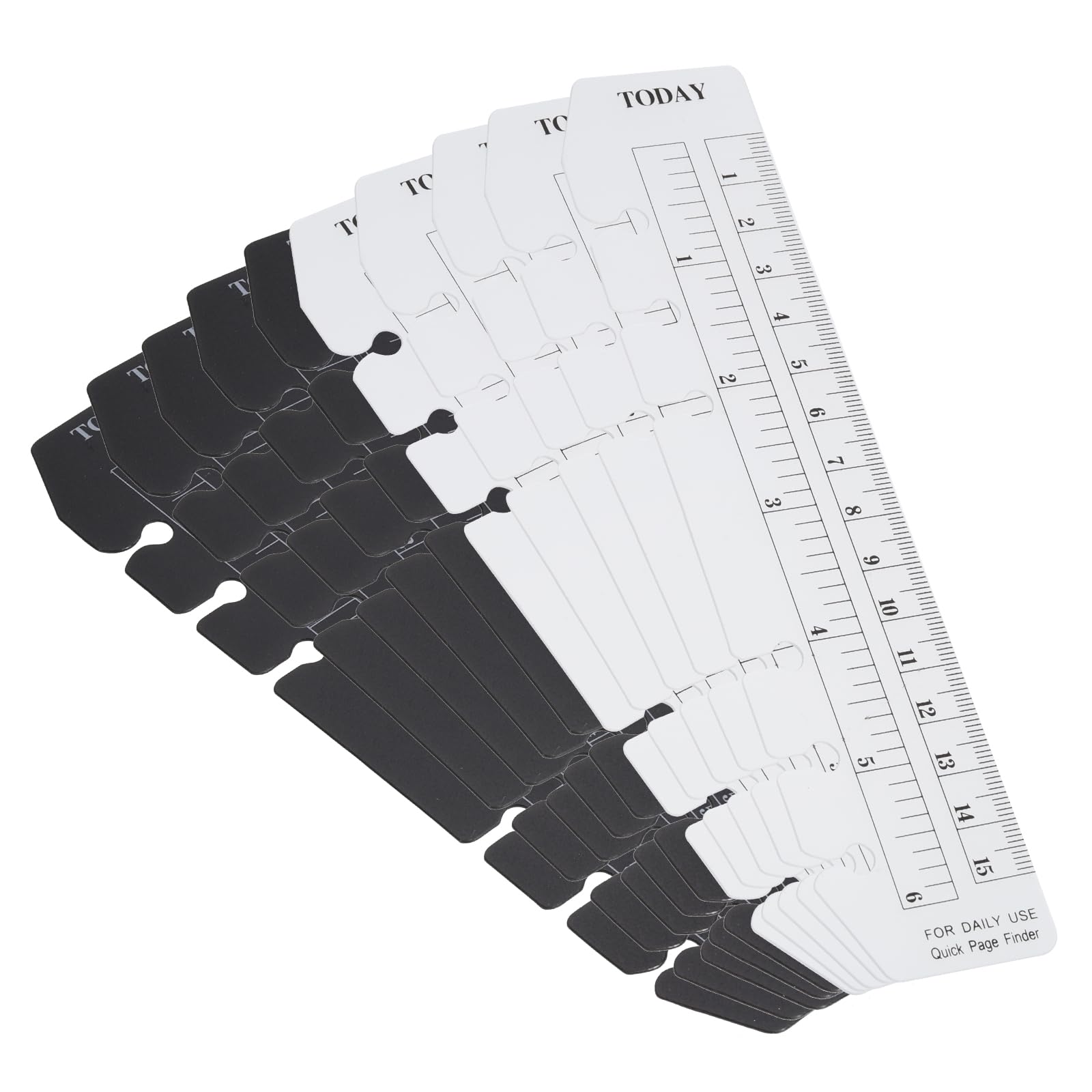 PATIKIL 7.1"x1.6" Bookmark Ruler, 20 Pack Snap-in Ruler Page Marker Book Mark Measuring Tools for A6 Size 6-Hole Binder Notebook, Black,Clear