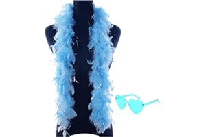 YBHOMINE Feather Boa with Heart Rimless Sunglasses,4 ft Feather Boa for Bachelor Party Halloween Christmas Costume Accessory