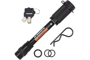 TowWorks 79631 Keyed Unique 5/8" Trailer Hitch Lock with Extra Long 3-1/4" Span, Double Safety Tow Hitch Receiver Locking Pin for Class III IV Hitches with 2" and 2.5" Receivers