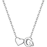 PROSILVER Initial Heart Necklace for Women, 925 Sterling Silver Tiny Heart Letter Necklace Siver, Gold Necklace, Come with Box
