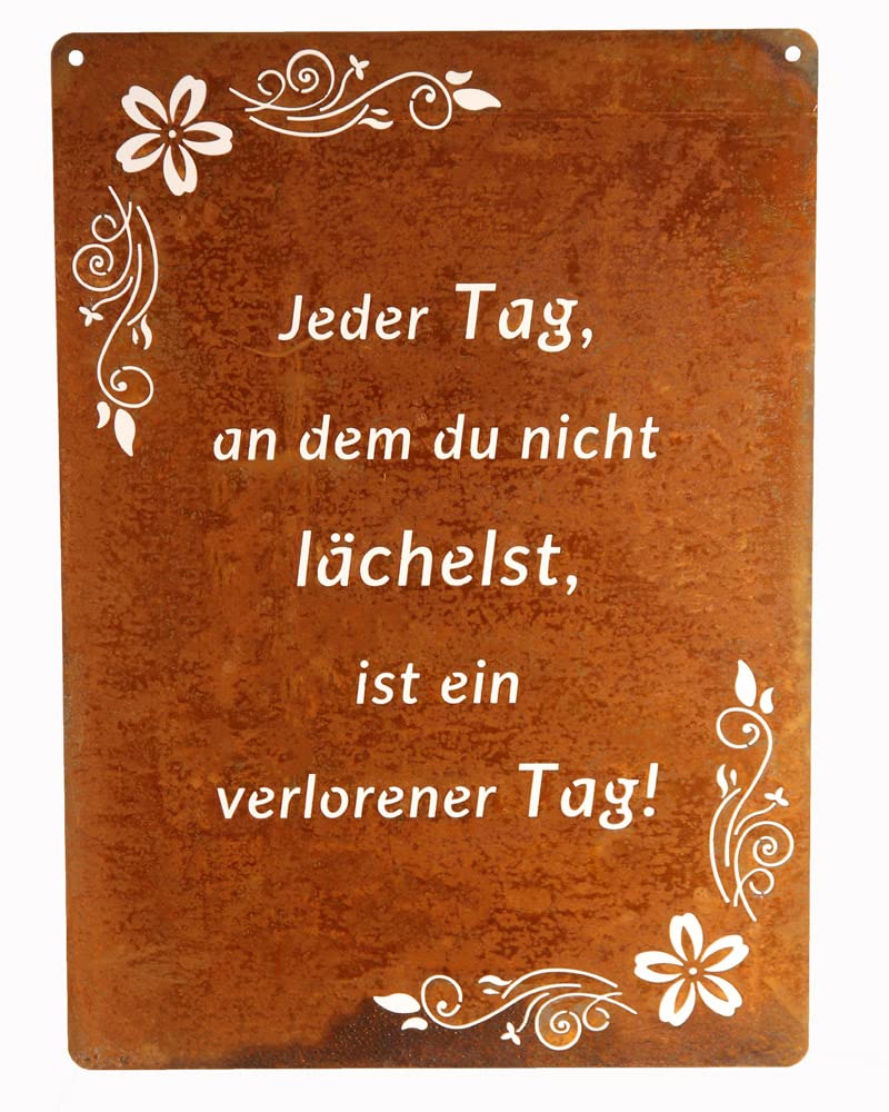 Bornhöft Sign Saying Board Rusty Garden Sign Patina Rust for Hanging Garden Decoration 29 x 21 cm "Es ist Keine Villa (Jeder Tag")