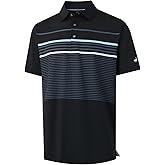 Rouen Mens Polo Shirts Short Sleeve Dry Fit Lightweight Performance Casual Athletic Striped Print Golf Shirts for Men