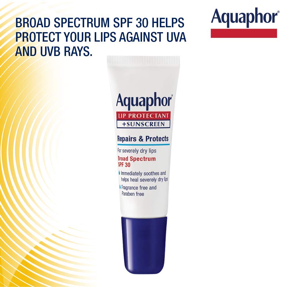Aquaphor Lip Protectant and Sunscreen Ointment - Broad Spectrum SPF 30 - Relieves Chapped Lips - .35 fl. Oz. Tube : Lip Balms And Moisturizers : Beauty
